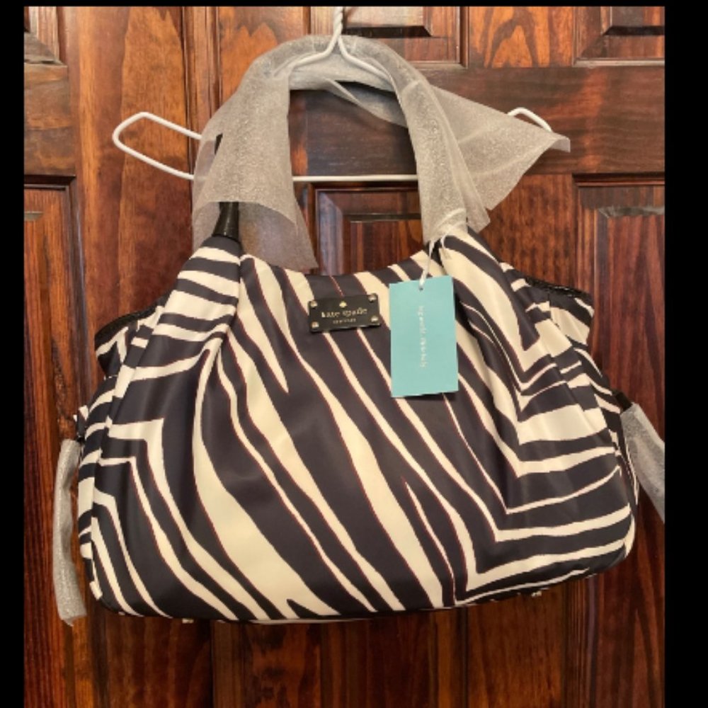Kate Spade ZEBRA Cape Mountain Stevie Baby Bag shoulder stroller diaper tote NWT - Picture 6 of 16